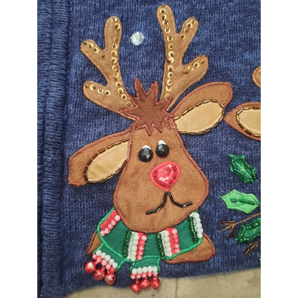 Christmas Cardigan Zip Up Women Size Large - Picture 5 of 8